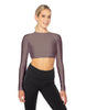 Solid Lycra LS Keyhole Back Crop Top
