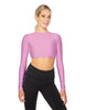 Solid Lycra LS Keyhole Back Crop Top