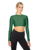 Solid Lycra LS Keyhole Back Crop Top