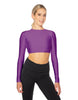Solid Lycra LS Keyhole Back Crop Top
