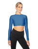 Solid Lycra LS Keyhole Back Crop Top