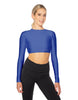 Solid Lycra LS Keyhole Back Crop Top