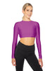 Solid Lycra LS Keyhole Back Crop Top