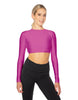 Solid Lycra LS Keyhole Back Crop Top