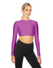 Solid Lycra LS Keyhole Back Crop Top