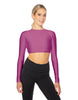 Solid Lycra LS Keyhole Back Crop Top