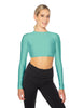 Solid Lycra LS Keyhole Back Crop Top
