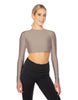 Solid Lycra LS Keyhole Back Crop Top