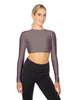 Solid Lycra LS Keyhole Back Crop Top