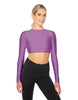 Solid Lycra LS Keyhole Back Crop Top