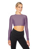 Solid Lycra LS Keyhole Back Crop Top