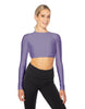 Solid Lycra LS Keyhole Back Crop Top