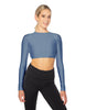 Solid Lycra LS Keyhole Back Crop Top