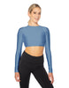 Solid Lycra LS Keyhole Back Crop Top