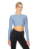 Solid Lycra LS Keyhole Back Crop Top