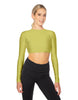 Solid Lycra LS Keyhole Back Crop Top