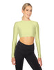 Solid Lycra LS Keyhole Back Crop Top
