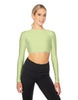 Solid Lycra LS Keyhole Back Crop Top
