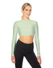 Solid Lycra LS Keyhole Back Crop Top