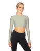 Solid Lycra LS Keyhole Back Crop Top