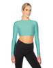 Solid Lycra LS Keyhole Back Crop Top
