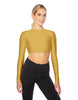 Solid Lycra LS Keyhole Back Crop Top