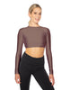 Solid Lycra LS Keyhole Back Crop Top