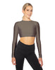 Solid Lycra LS Keyhole Back Crop Top