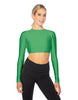Solid Lycra LS Keyhole Back Crop Top