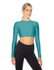 Solid Lycra LS Keyhole Back Crop Top