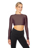 Solid Lycra LS Keyhole Back Crop Top