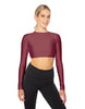 Solid Lycra LS Keyhole Back Crop Top