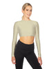 Solid Lycra LS Keyhole Back Crop Top