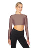 Solid Lycra LS Keyhole Back Crop Top