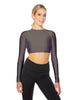 Solid Lycra LS Keyhole Back Crop Top