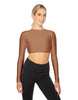 Solid Lycra LS Keyhole Back Crop Top