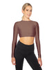 Solid Lycra LS Keyhole Back Crop Top