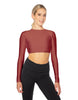 Solid Lycra LS Keyhole Back Crop Top