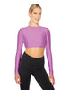 Solid Lycra LS Keyhole Back Crop Top