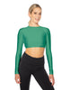 Solid Lycra LS Keyhole Back Crop Top