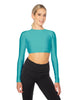 Solid Lycra LS Keyhole Back Crop Top