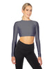 Solid Lycra LS Keyhole Back Crop Top