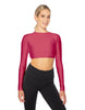Solid Lycra LS Keyhole Back Crop Top