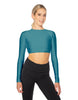 Solid Lycra LS Keyhole Back Crop Top