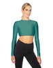 Solid Lycra LS Keyhole Back Crop Top