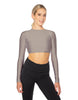 Solid Lycra LS Keyhole Back Crop Top