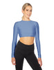 Solid Lycra LS Keyhole Back Crop Top