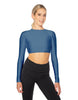 Solid Lycra LS Keyhole Back Crop Top