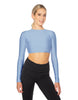 Solid Lycra LS Keyhole Back Crop Top
