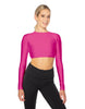 Solid Lycra LS Keyhole Back Crop Top